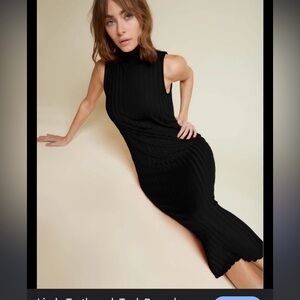COPY - Nation LTD Linda Black Turtleneck Sleeveless Ribbed Midi dress XS